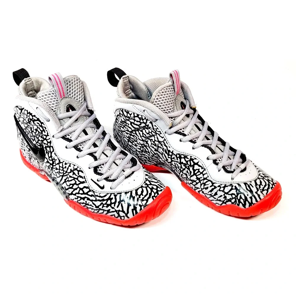 Nike Foamposite Pro GS Size (5Y) Pink Elephant Print Grey Black 644792-002